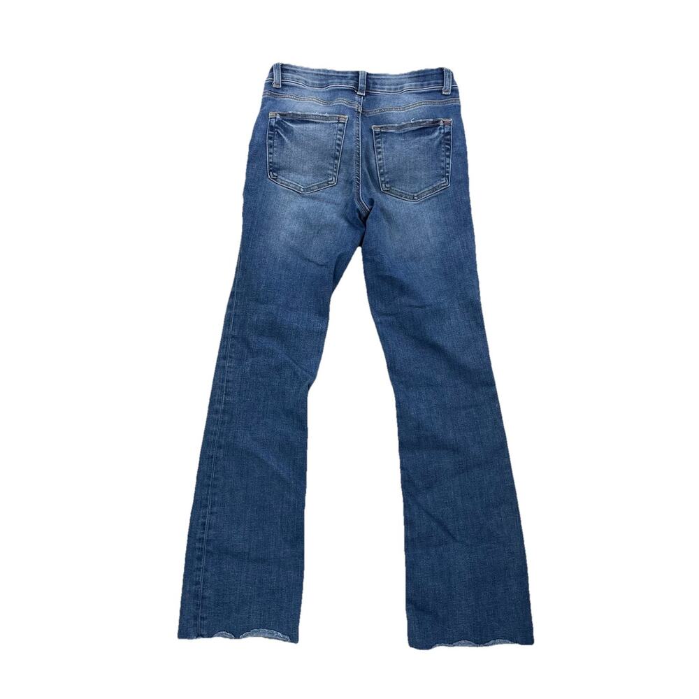 Edgely Women Mid Rise Slim Boot Jeans Size 4 Stretch Blue Raw Hems 31" In 60-50